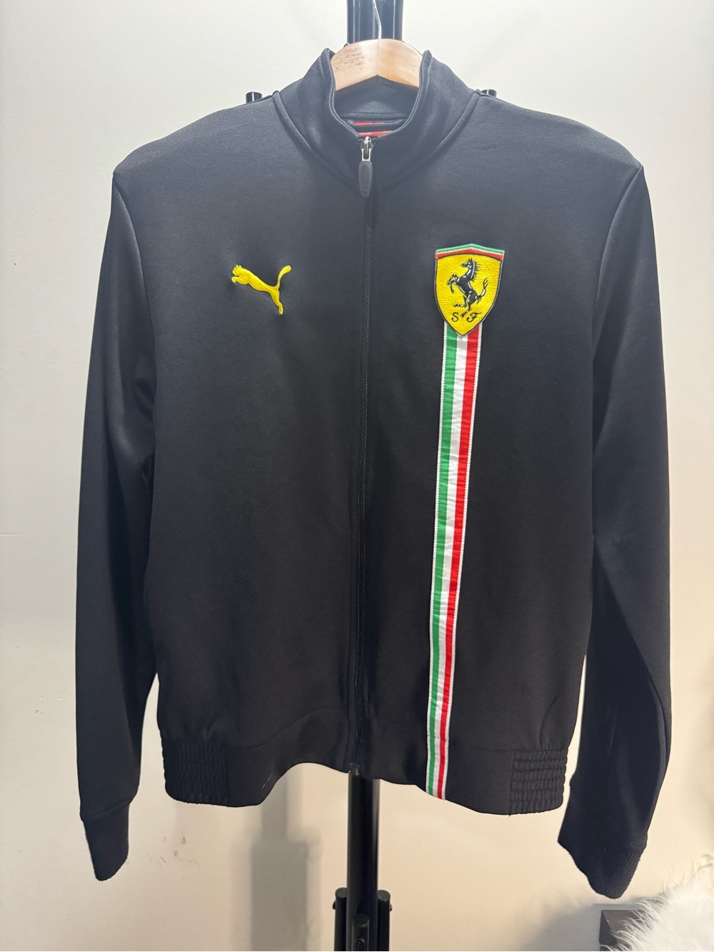 Puma Scuderia Ferrari Track Jacket Black Full Zip Italian Flag Men's Size Medium